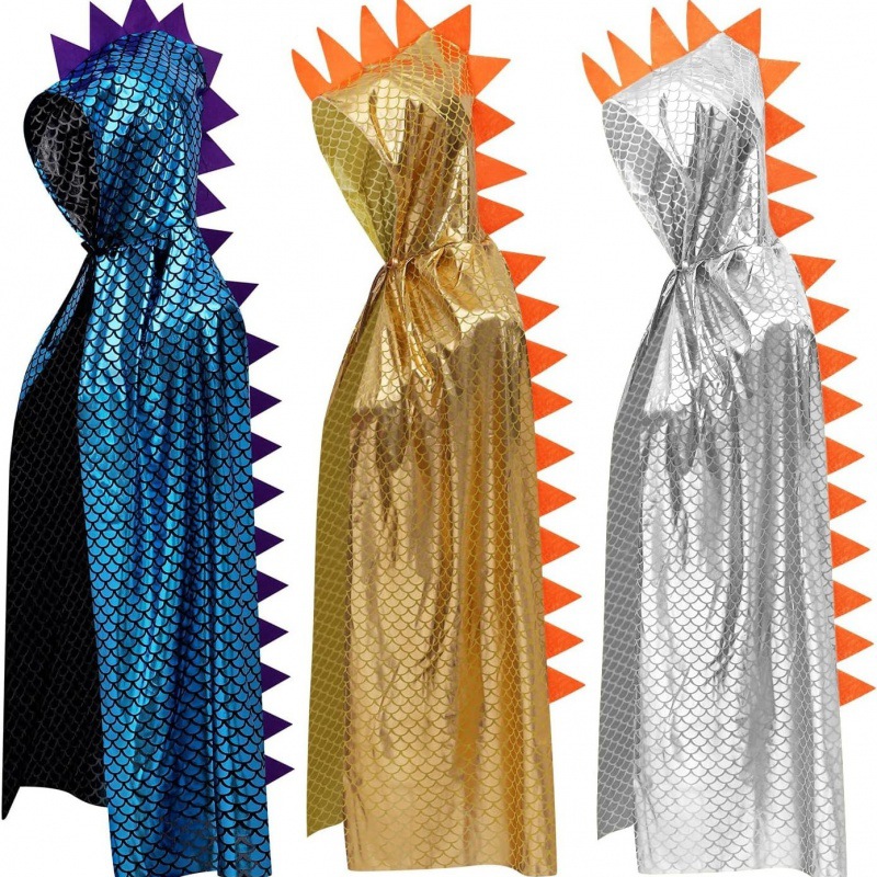 Halloween Dinosaur Cape Cosplay Short Show Performance Bronzing Hooded Tyrannosaurus Rex Cape Performance Costume