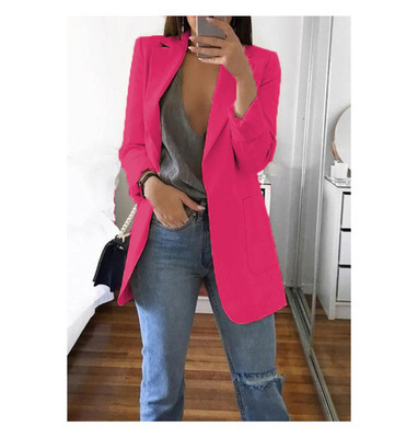 Picture of AliExpress WISH2024 New Spring and Autumn Explosions Women's Long Sleeve Solid Color Pocket Cardigan Small Suit Jacket