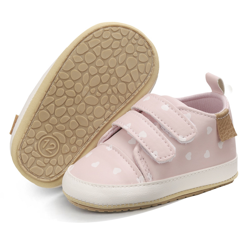 Picture of Spring and Autumn 0-1 Year Old Baby Toddler Shoes PU Velcro Baby Boys and Girls Wave Shoes Indoor and Outdoor Leather Shoes with Soft Sole