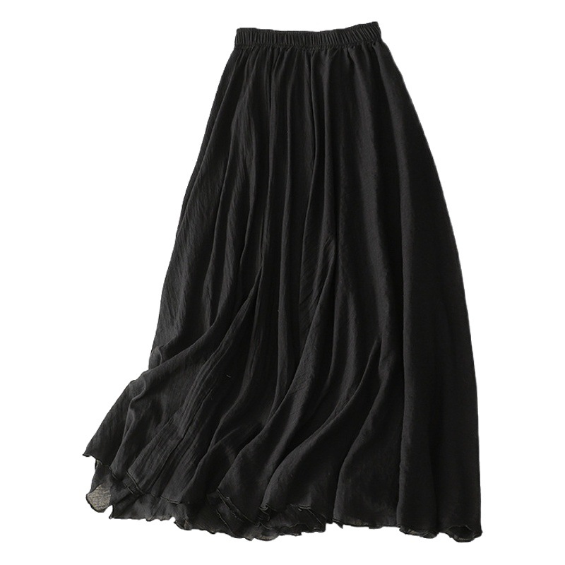 Picture of Japanese and Korean Stock Fine Cotton Ruffled Double-Layer Skirt with Loose Waist A- Line Skirt Large Swing Skirt for Women