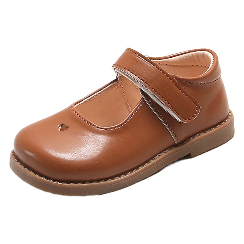 Black leather shoes for boys and girls 2023 spring new British style small leather shoes children princess shoes college style small shoes