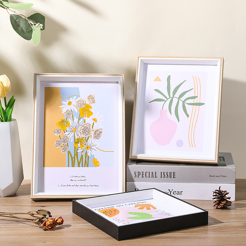 Nordic simple wooden photo frame table wholesale 5678 inch 10 inch A4 nail art display frame baby hand print picture frame