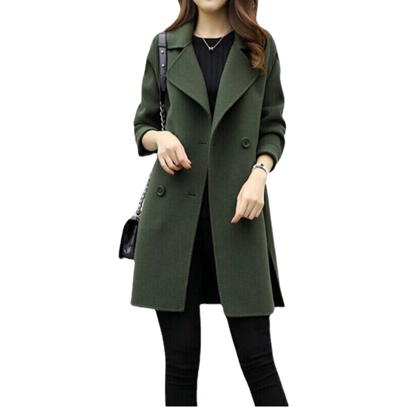 Foreign trade explosion 2024 autumn and winter new coat woolen coat women's long cocoon double-breasted woolen loose slim