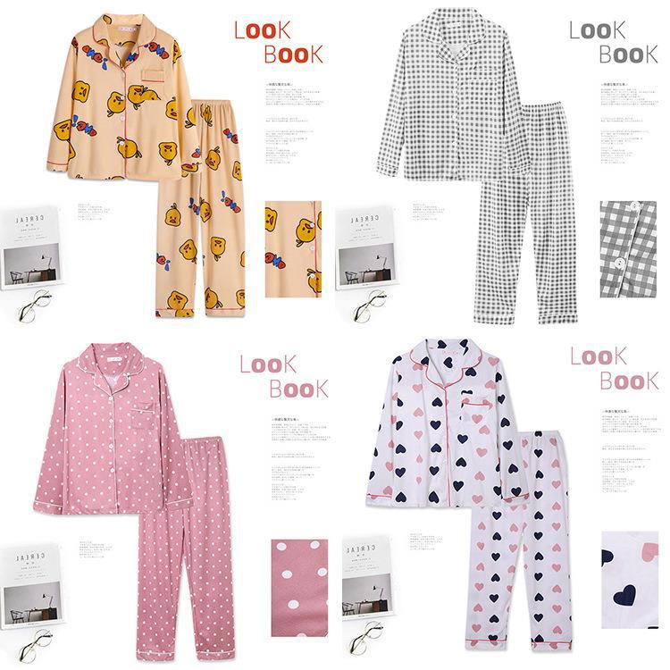 Live broadcast South Korea spring and autumn ins pajamas women's long-sleeved cardigan Korean cartoon loose home clothing factory foreign trade