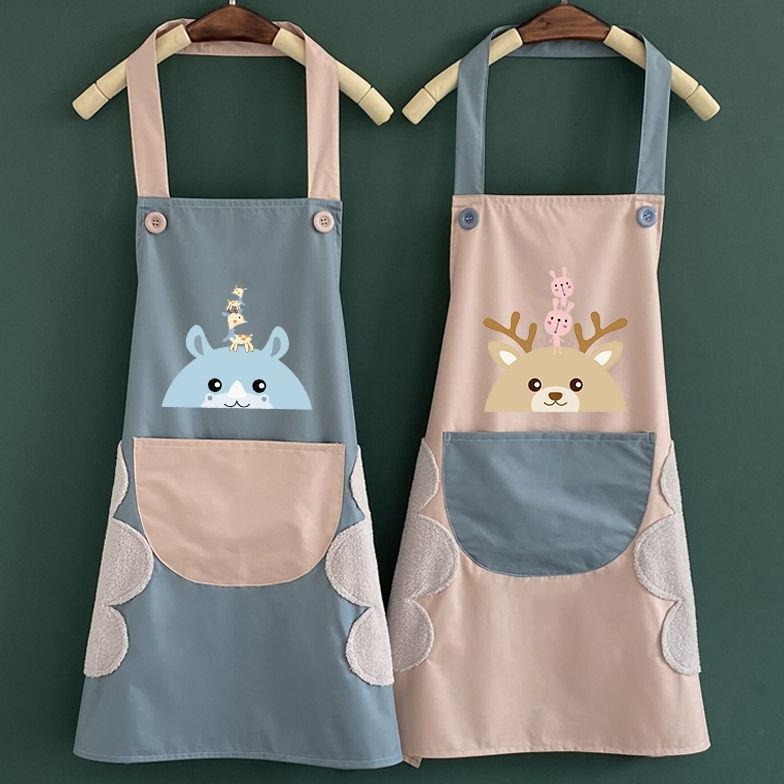Picture of Home Creative Fashionable Apron Waterproof and Oil-Proof Polyester Cooking Home Cute Deer Hand Wiping Sleeveless Kitchen Apron