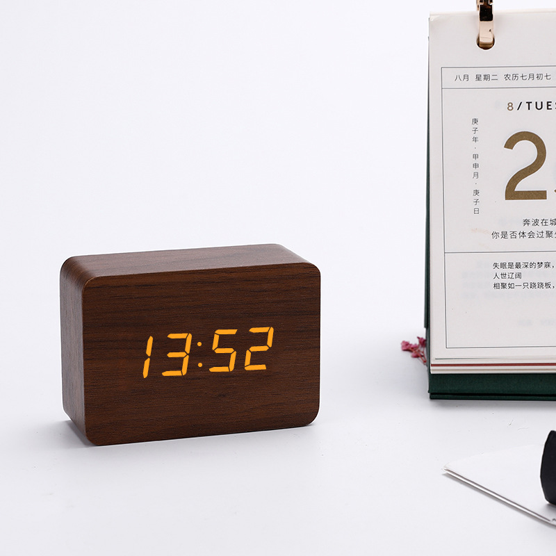 Picture of Source Manufacturer Electronic Clock Rectangular Wooden Clock Mini Alarm Clock Digital Clock Led Wooden Clock Luminous