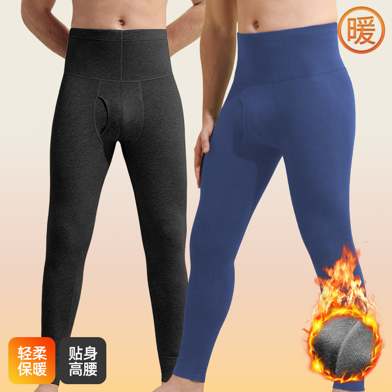 Picture of Autumn Trousers Men's Pure Cotton Single Thin Base Warm Pants Tight Cotton Pants High Waist Line Pants Autumn and Winter Waist Protection Pants