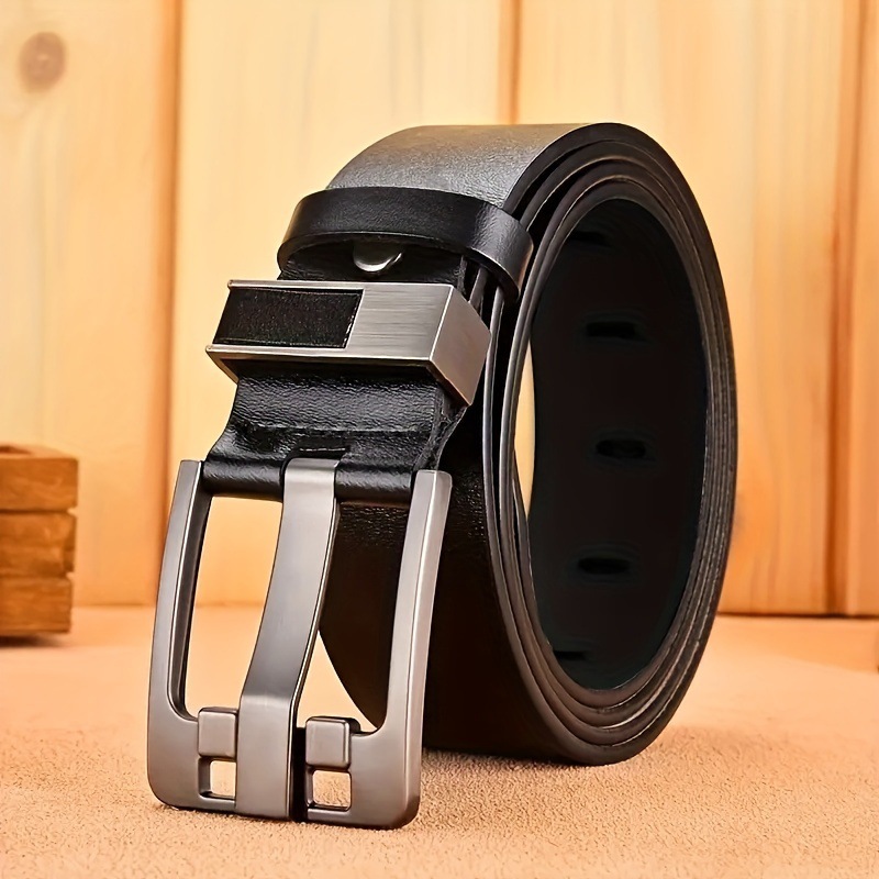 Hot cross-border supply men's pin buckle belt pants bandwidth needle solid alloy buckle PU leather belt manufacturers wholesale