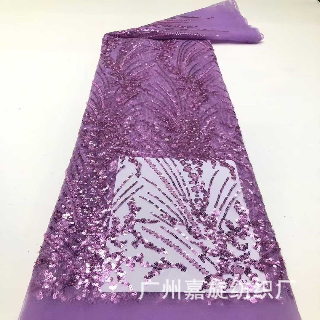 African Lace Fabric Sequin Embroider Mesh Embroidered Cloth European and American Performance Clothing Party Fashion Lace Cloth Fabric