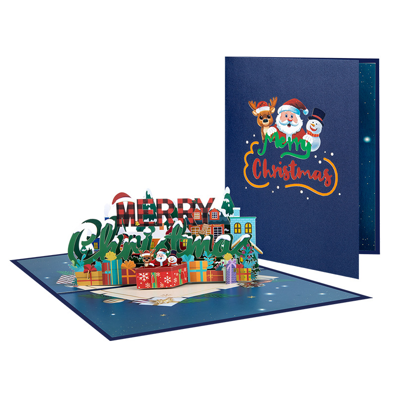 Picture of New Creative Amazon Cross-Border 3D Greeting Card Holiday Greetings Handmade Card Color Printed Christmas Lettering