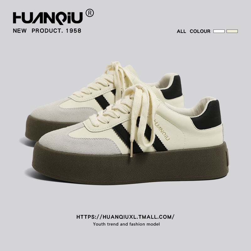 Dexun Shoes Thick-Soled Women's Global 2025 Spring New Flats-Soled Popular Sports and Leisure Inner Height-Increasing Sneakers