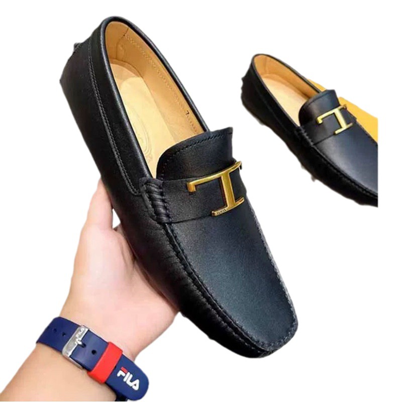 Foreign Trade Europe Station H-button Bean Shoes Cowhide Fashion All-match Business Casual Shoes New Driving Shoes Men's Shoes