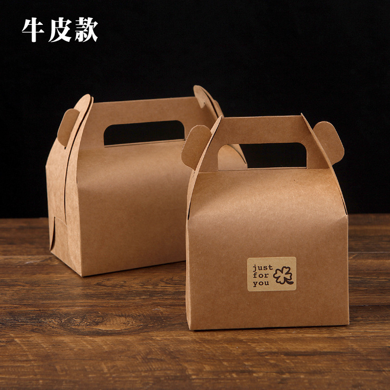 Picture of Ready-Made Pastry Boxes with Custom Printing, Kraft Paper and White Card Hand-Held Cookie Boxes, Mooncake Boxes, Cake Boxes, Mousse Packaging Boxes