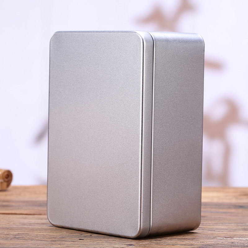 Picture of Iron Box Rectangular Cookie Biscuit Silver Tinplate Food Packaging Empty Box Iron Can Frosted Metal Gift Box