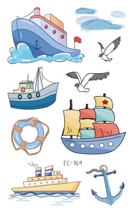 Picture of Children's Cartoon Transport tattoo Paper stickers Aircraft Ship Train Track Creative tattoo stickers