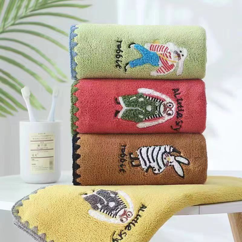 New Coral Fleece Lock Strange Jacquard Rabbit Towel Thickened Plain Home Student Dormitory Available Towel