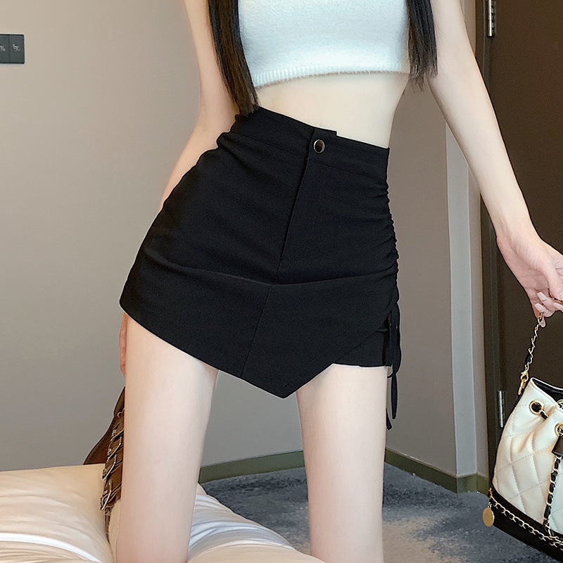2024 Design Sense Stretch Shorts Women's Summer New Arrival Irregular Drawstring Skirt Hot Girl High Waist Slim Sheath