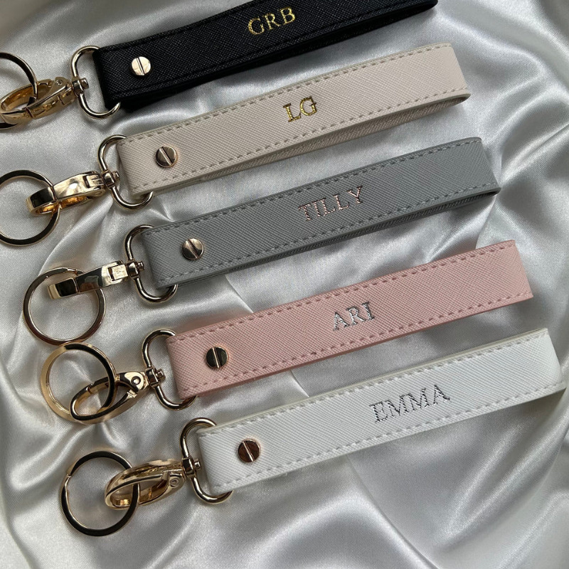 Creative simple pu leather car key chain diy personalized key chain gift anti-lost key rope accessories pendant