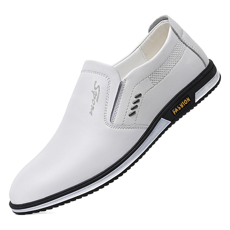 Picture of 2025 Spring and Autumn Large Size Men's British Leather Shoes Men's White Leather Shoes Slip-On Men's Shoes Leather Shoes Autumn Men's Casual