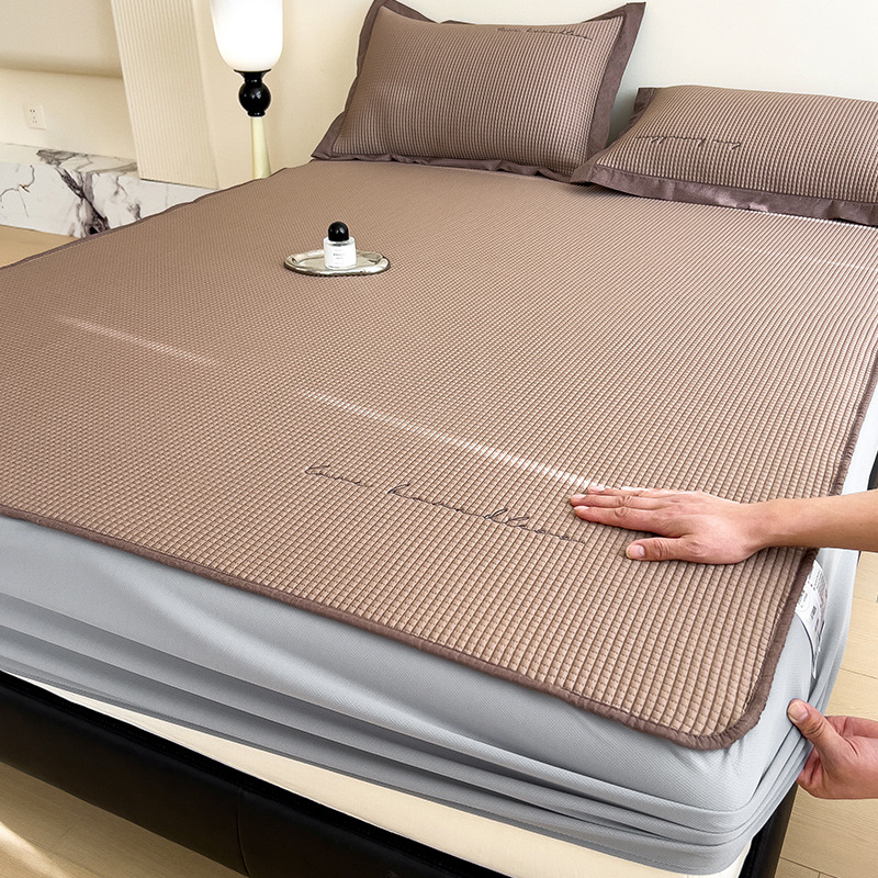 Picture of Category a Maternal and Infant Grade Waffle Ice Bean Mat Three-Piece Set Classy Ice Silk Mat Fitted Sheet Summer Air-Conditioned Soft Mat