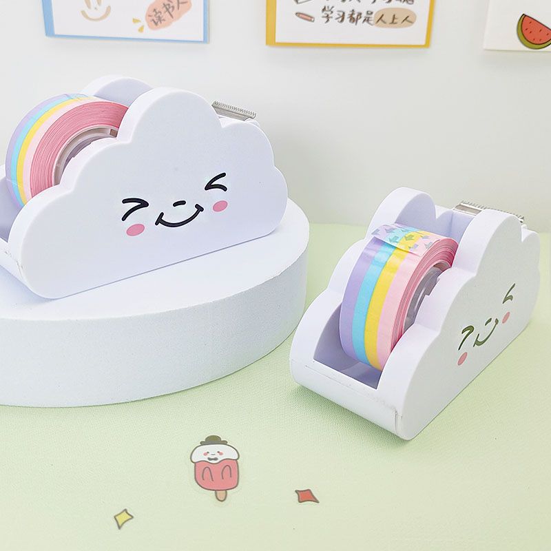 Picture of Rainbow tape cloud cutter student journal tape cutting machine creative student stationery office tape Holder