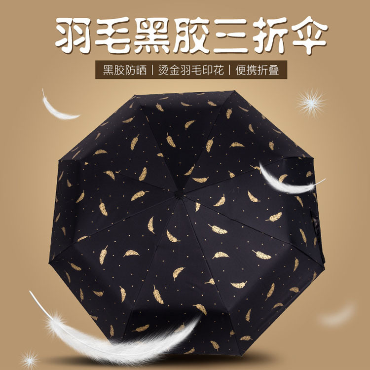 Three-fold manual sun protection UV protection sunshade men's and women's dual-use logo printing advertising umbrella generation hair