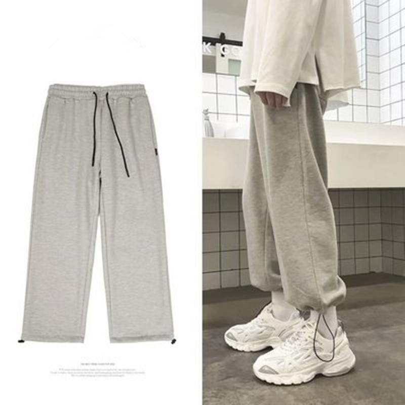 2023 Summer New Arrival Pants Women's Easy-fit Loose Leg Sports Pants Straight-tube Elasticated Waist Cropped Wide-leg Trendy Pants