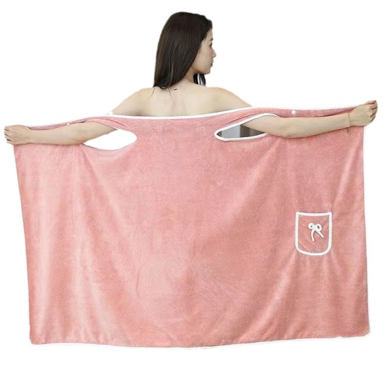 Picture of Bath Skirt Wearing Bath Towel Gown Women's Coral Fleece Sling Bath Skirt Bathrobe Factory in stock Absorbent Bath Large Bath Towel Skirt