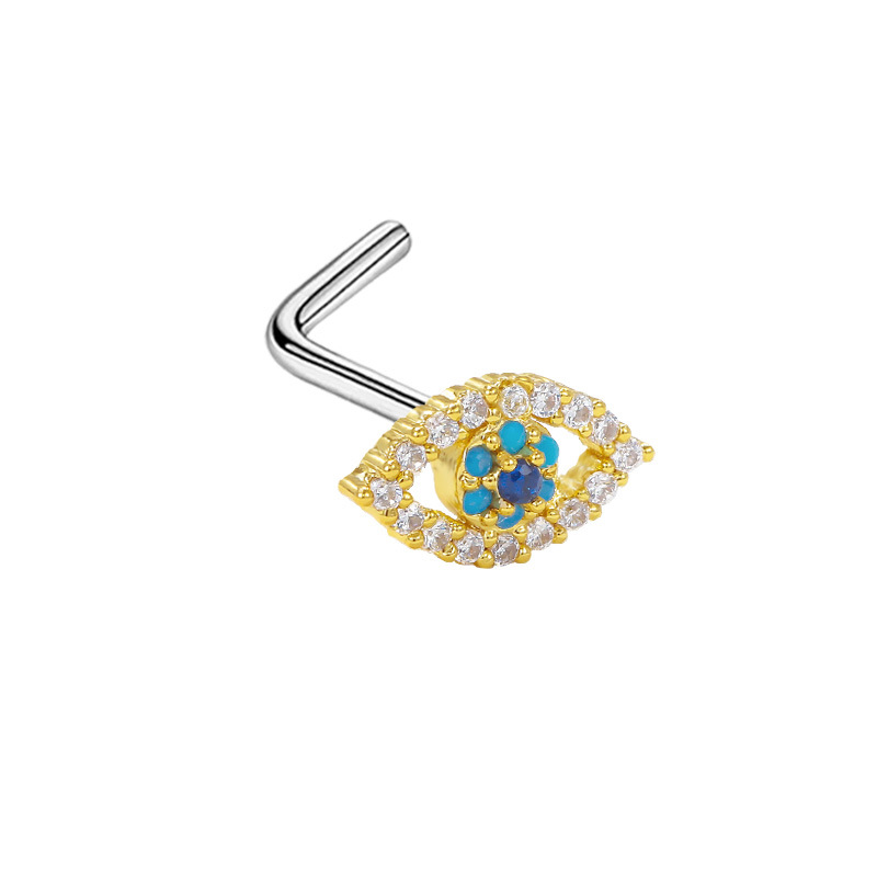 Picture of Gabe Europe and the United States cross-border heart pendant zircon puncture nose nail bee nose ring L rod nose nail puncture factory outlet