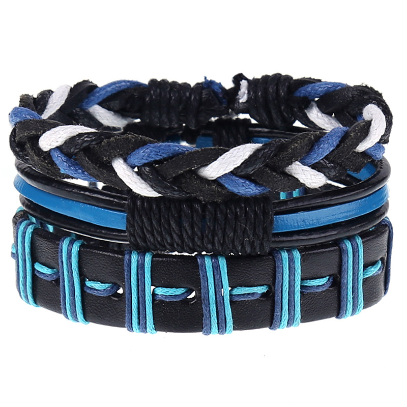 New European and American leather woven bracelet small fresh hand rope bracelet multi-layer leather bracelet