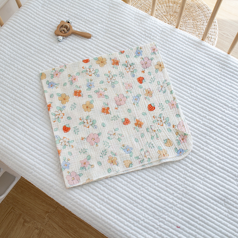 Picture of 2-layer cotton gauze delivery room single-layer double-layer printed wrinkled gauze baby home clothes saliva towel quilt blanket bath towel