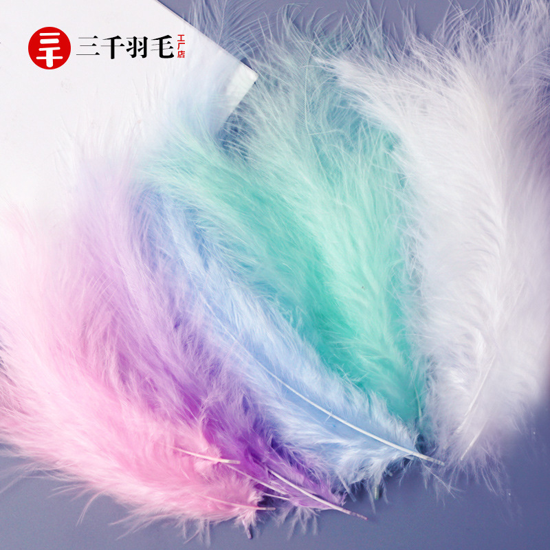 Picture of Colorful Turkey Hair Pointed Tail Velvet Dream Catcher Material Wave Ball Gift Box Filler Shooting Props Feather Decoration