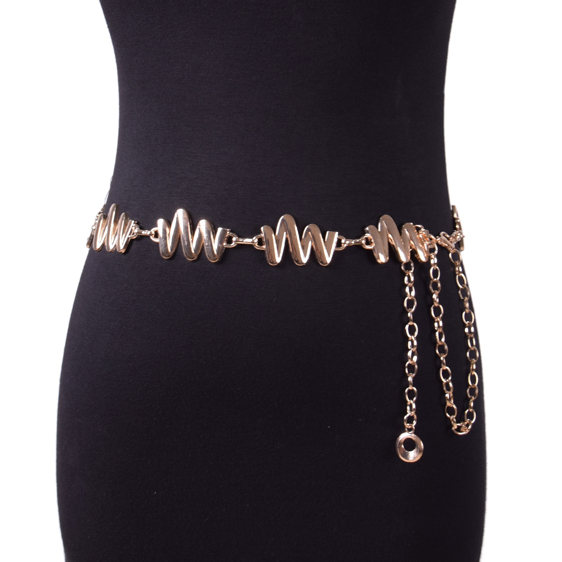 Summer new ladies belt personalized creative waist ornaments corrugated metal chain waist chain accessories in stock wholesale