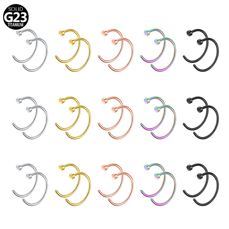 Picture of Cross-border titanium alloy nose nail C- shaped lip ring nasal septum body piercing jewelry nose ring F136/G23 breast ring lip nail