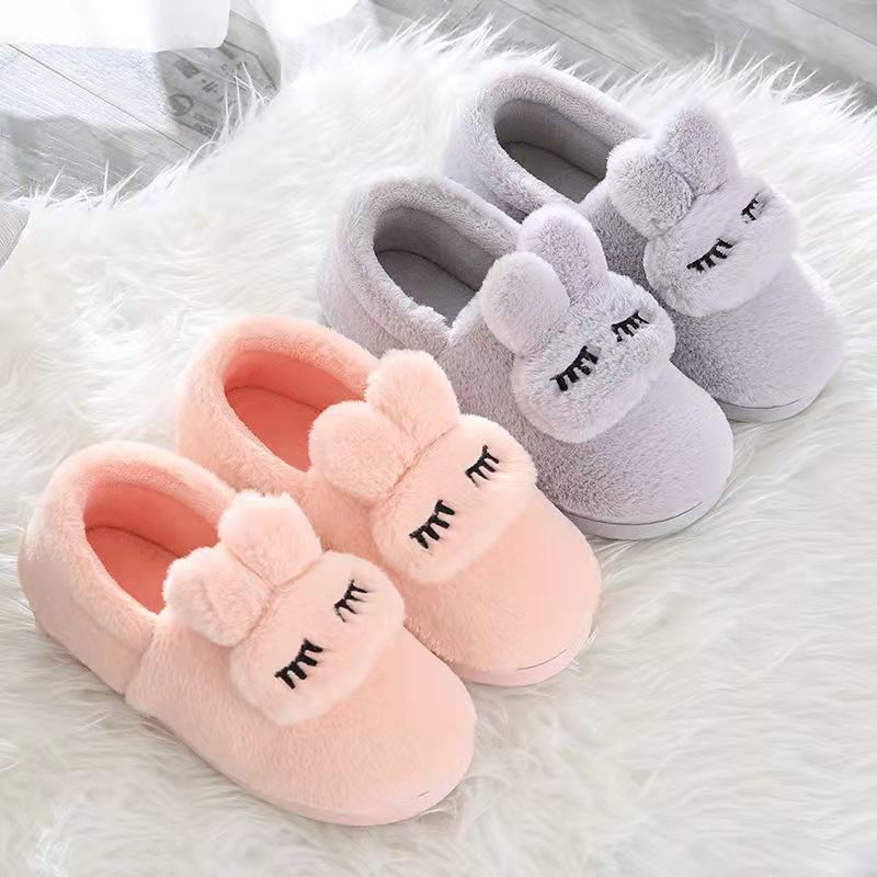 Picture of Women's Cotton Slippers for Winter Home Use, Indoor Plush Non-Slip Warm Slippers for Couples, Winter Closed-Back Cotton Shoes, Plush Men's Slippers