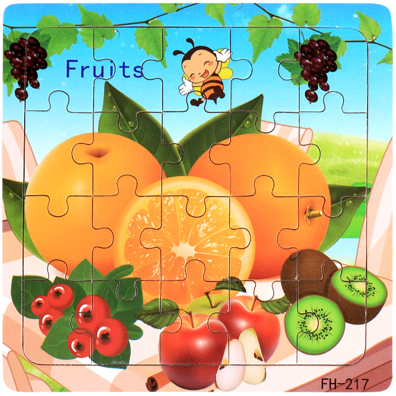 Picture of 20 Pieces of Wooden Kidsren's Intellectual Toys, Wooden Puzzles, Cartoon Animals, Street Stall Toys, Factory Direct Supply