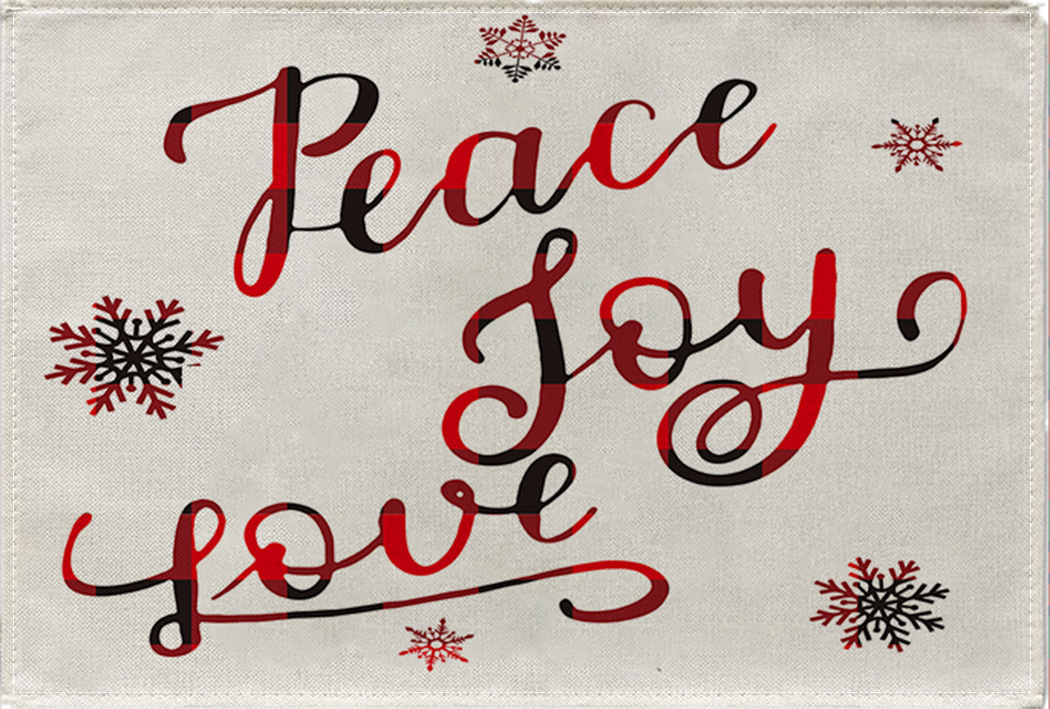 Picture of Christmas Placemat Scandinavian Style English Letter Napkin Western Restaurant Tablecloth Single Layer Linen Insulation Mat Table Mat