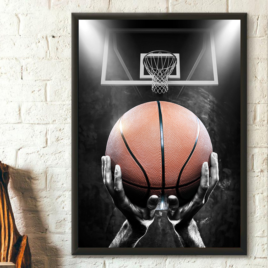Basketball decoration canvas painting home decoration hanging painting Sports poster boys bedroom frameless painting core a generation of hair