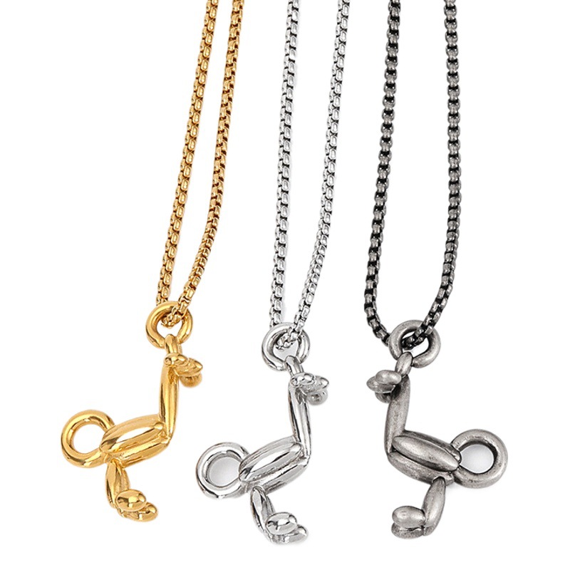 Original design cartoon zodiac chicken necklace titanium steel non-fading sweater chain niche national tide necklace wholesale women