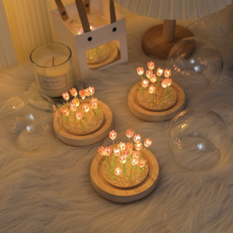 Picture of Tulip Night Light Handmade DIY Material Kit Creative Desktop Atmosphere Lamp Ornament Gift for Girls Mid-Autumn Festival Gift