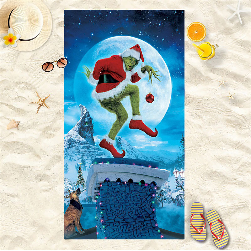 Picture of Cross-border microfiber double-sided velvet beach towel custom LOGO digital printing large bath towel rectangular thick towel