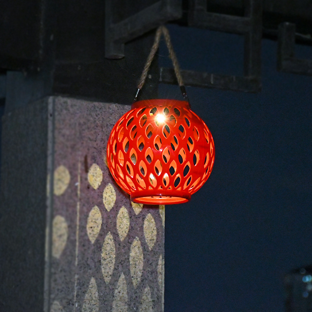 Chinese-Style Solar Lantern Portable Hanging Lamp Villa Garden Hanging Lamp B&B Outdoor Courtyard Pastoral Style Garden Lamp