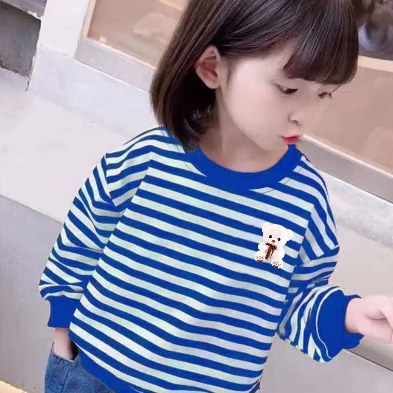Picture of Girls' 100 Pure Cotton Sweater Spring and Autumn Stylike Striped Children's Long Sleeve Autumn Baby's New Base Shirt