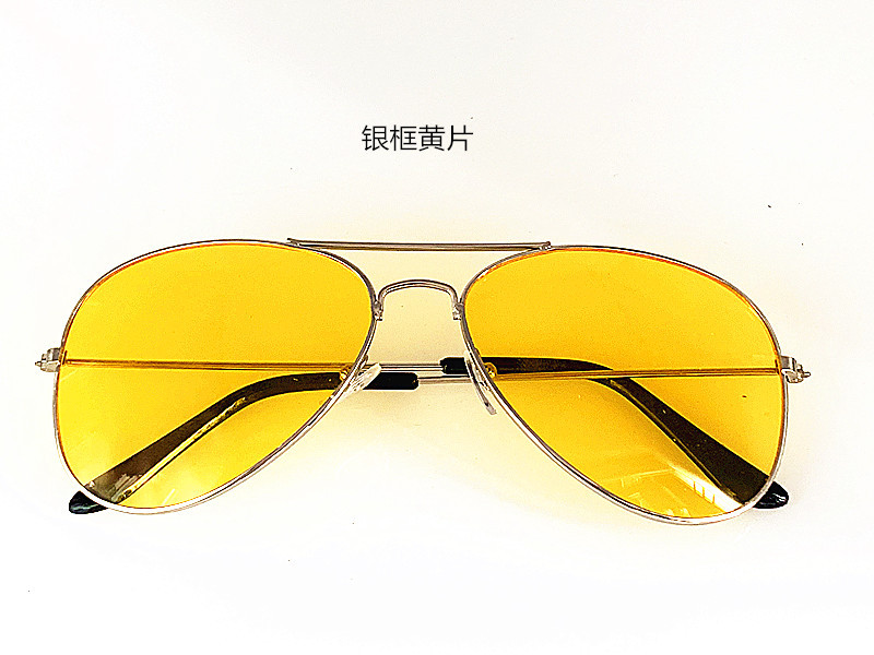 Picture of 3026 Metal Night Vision Goggles Driver Night Vision Goggles Pilot Sunglasses Toad Mirror Clear Gold Edge Large Frame