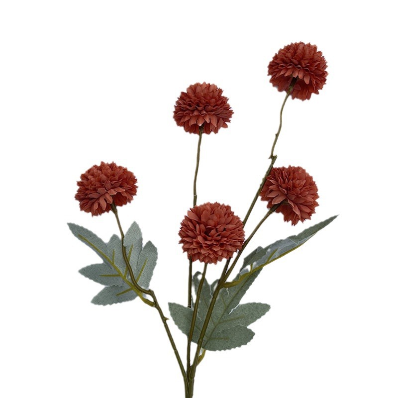 Picture of Simulation of 5 autumn dandelion ball chrysanthemum 5 small onion ball wedding home decoration bouquet soft photography props pu