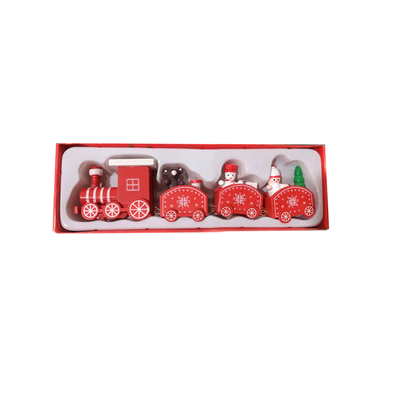 Picture of Strict selection of Christmas decorations Christmas wooden train children's kindergarten Christmas gift window ornaments