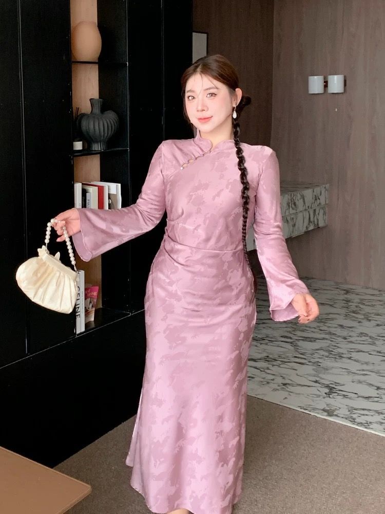 Picture of Retro style 2024 autumn new chubby girl plus size temperament national style dress new Chinese style improved super fairy cheongsam women