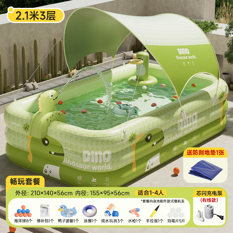 Picture of New Children's Home Outdoor Inflatable Swimming Pool Large Sun Protection Pool Thickened Environmentally Friendly Baby Swimming Pool
