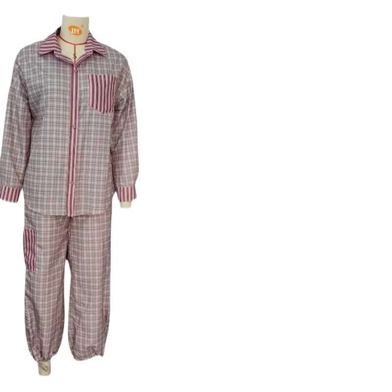 2023 New Autumn Amazon AliExpress Women's Casual Home Wear Plaid Shirt suit Pajamas Long Sleeve