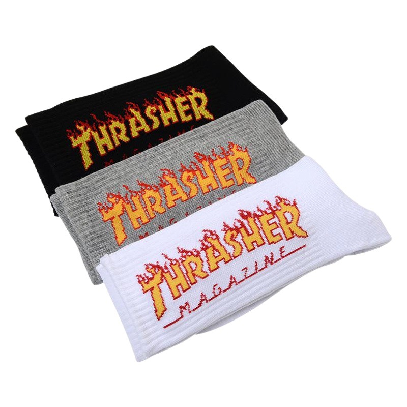 Flame Letter European and American Style Personalized Couple Adult Mid-Tube Street Fashion Sports Trendy Socks Customizable New Socks